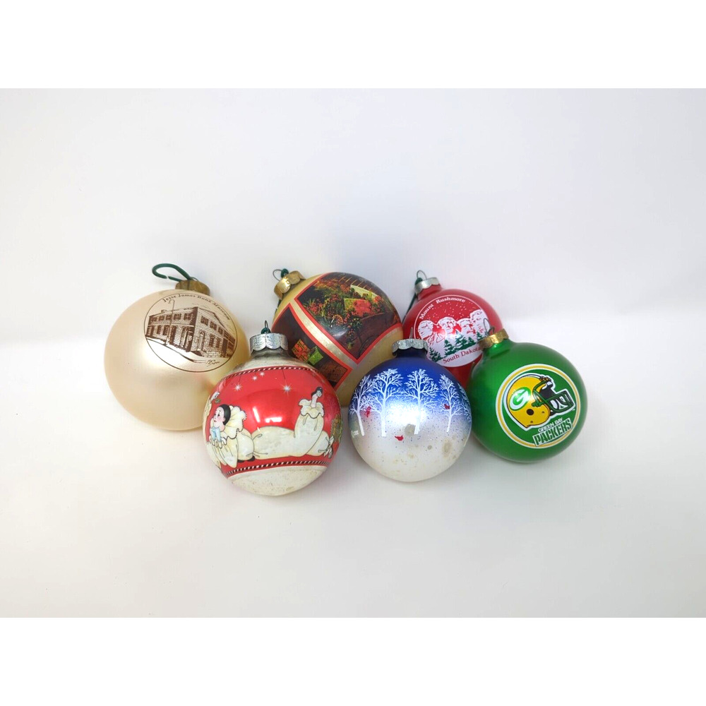 Vintage Christmas Ornaments Lot Satin Balls Glass 70s 80s 90s Mix 6